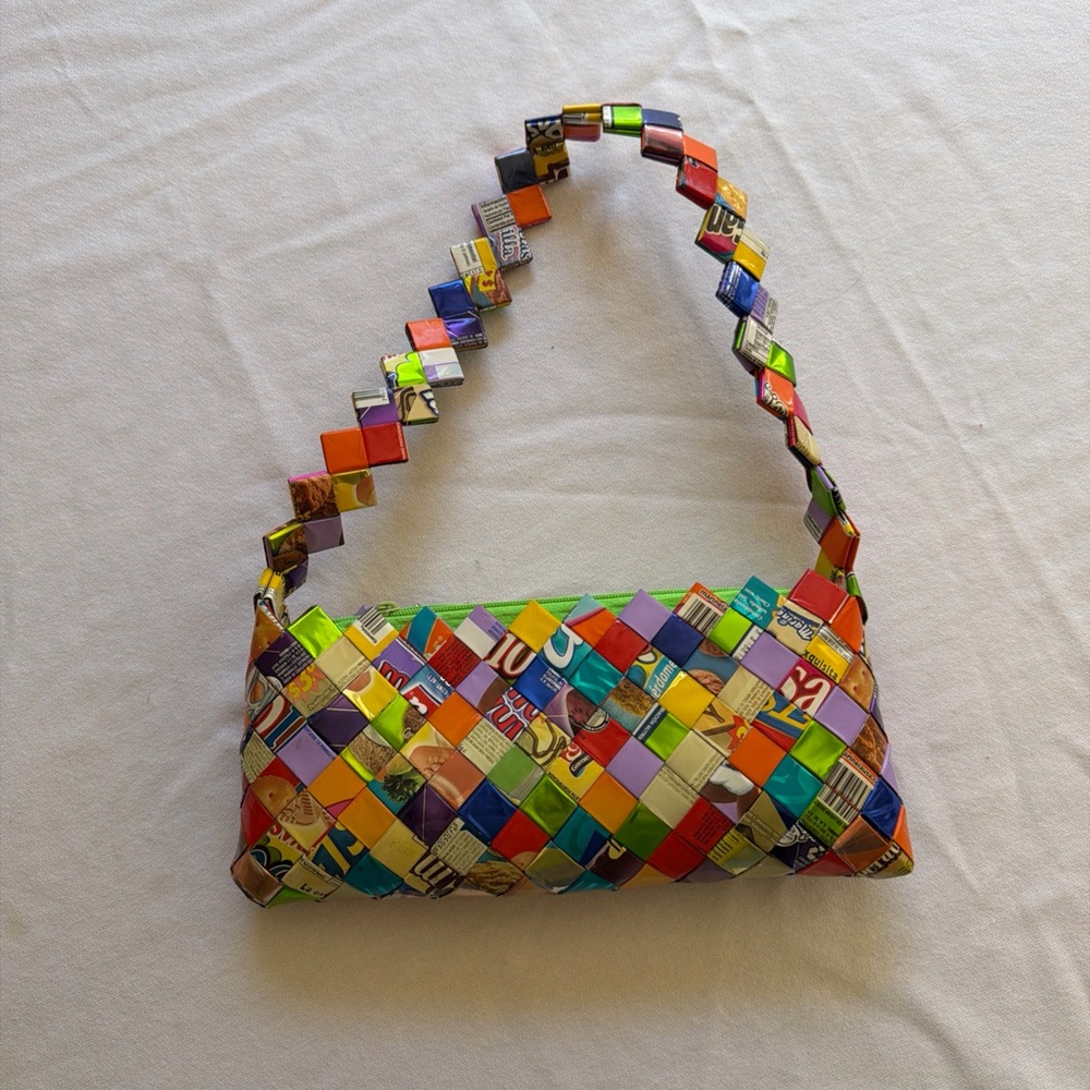 Recycled candy wrapper Colorful Woven Multicolor Shoulder Bag